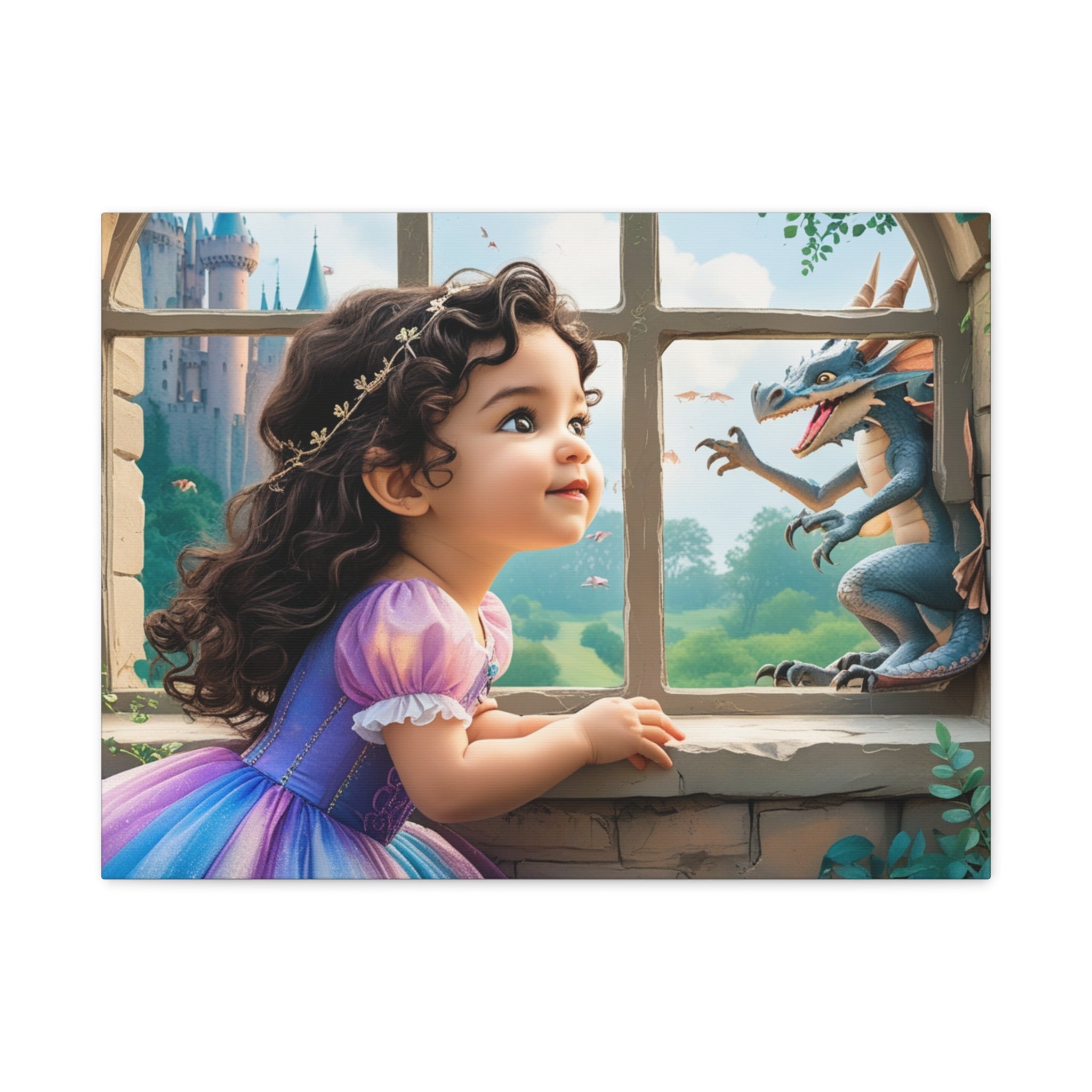 Personalized Fairy-Tale Child Likeness Portrait Canvas | Custom Nursery Wall Art, Stretched Matte Print