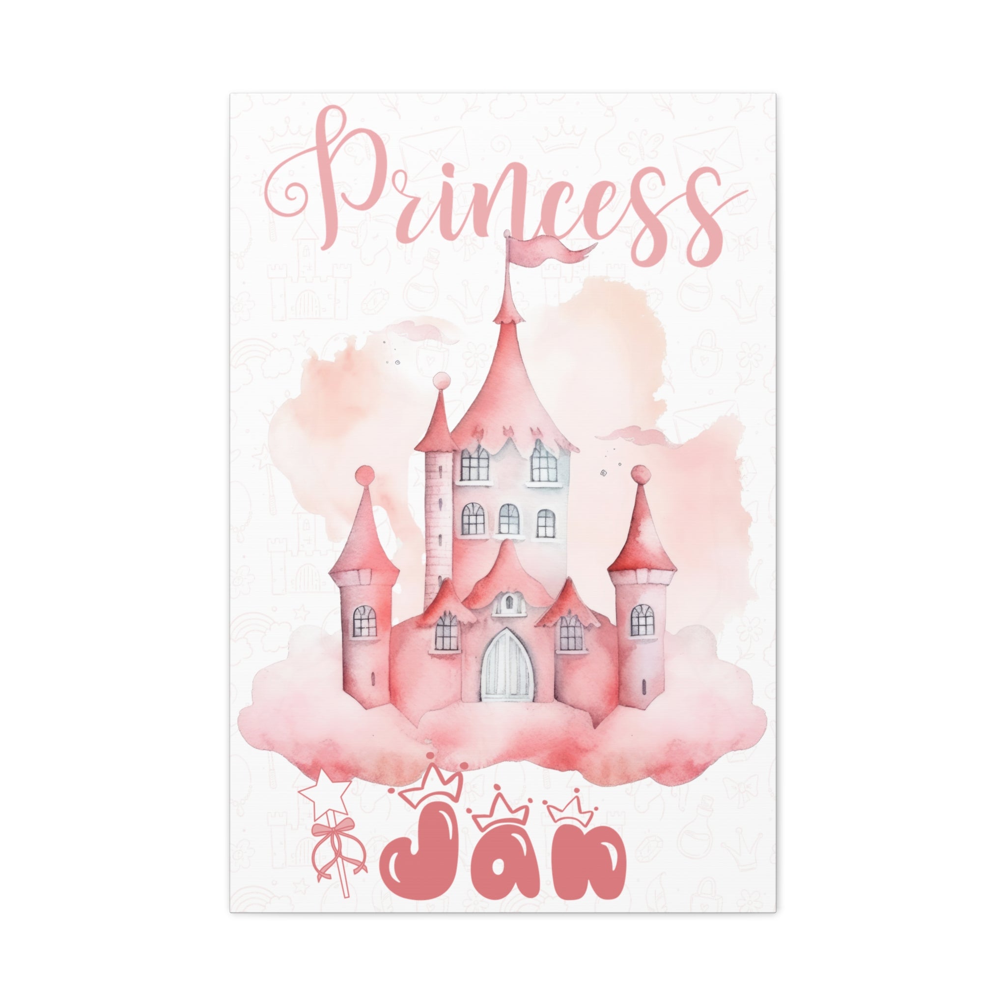 Personalized Prince or Princess Name Canvas | Custom Fairy-Tale Child’s Room Wall Art, Stretched Matte Print