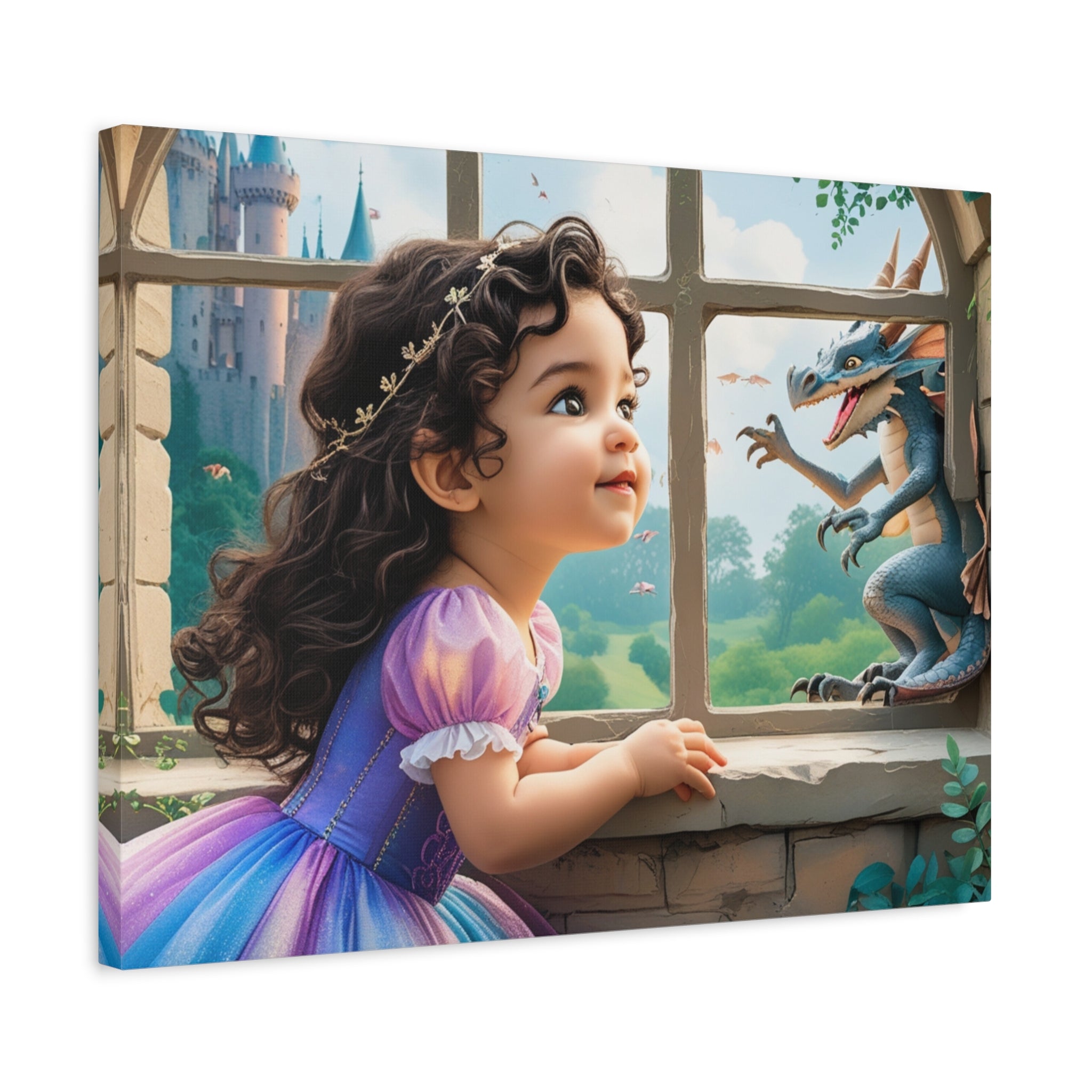 Personalized Fairy-Tale Child Likeness Portrait Canvas | Custom Nursery Wall Art, Stretched Matte Print
