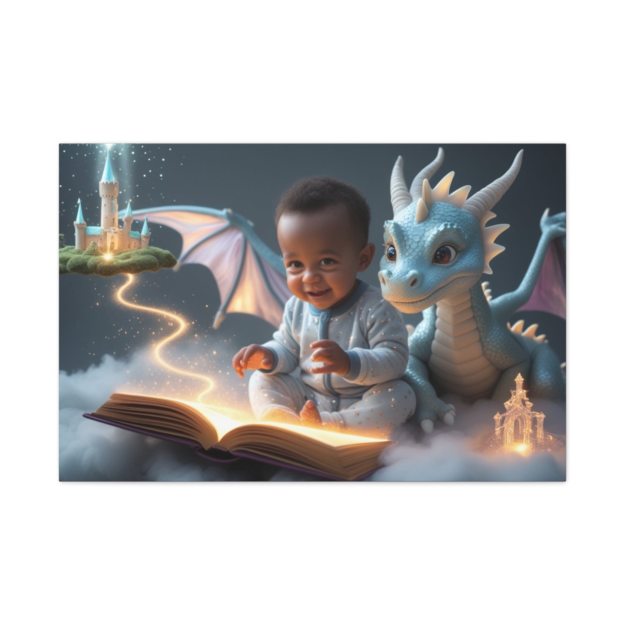 Personalized Fairy-Tale Child Likeness Portrait Canvas | Custom Nursery Wall Art, Stretched Matte Print