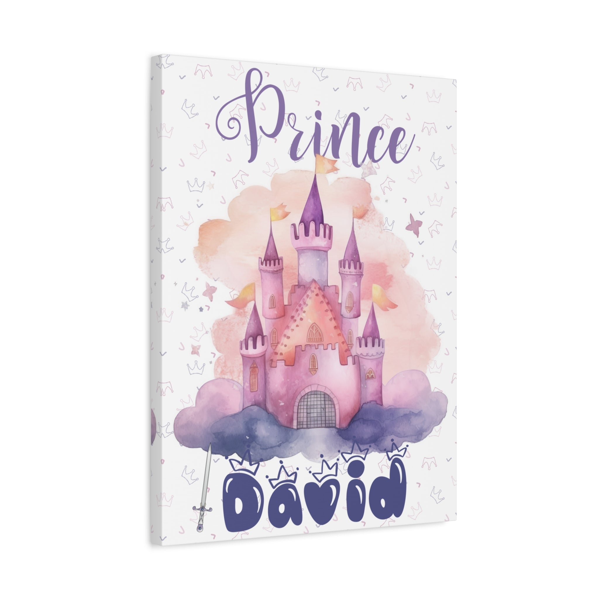 Personalized Prince or Princess Name Canvas | Custom Fairy-Tale Child’s Room Wall Art, Stretched Matte Print