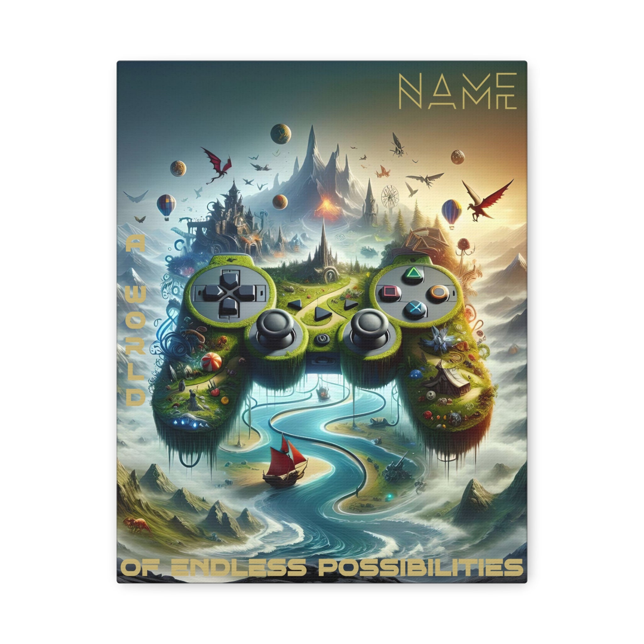 Custom Gaming Canvas Wall Art | Personalized Game Controller Print for Child or Game Room