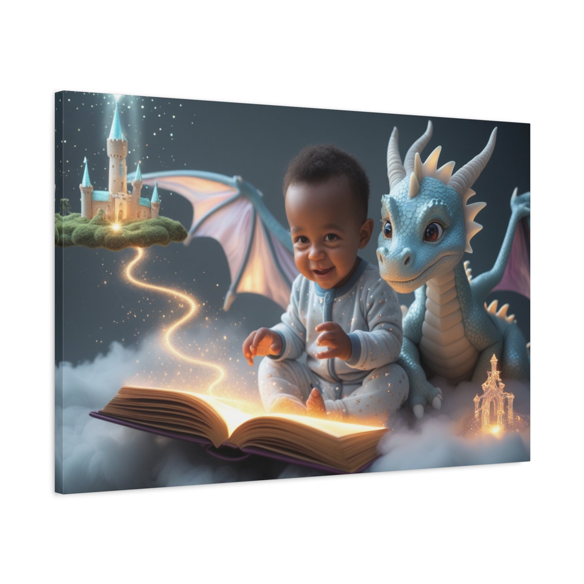 Personalized Fairy-Tale Child Likeness Portrait Canvas | Custom Nursery Wall Art, Stretched Matte Print