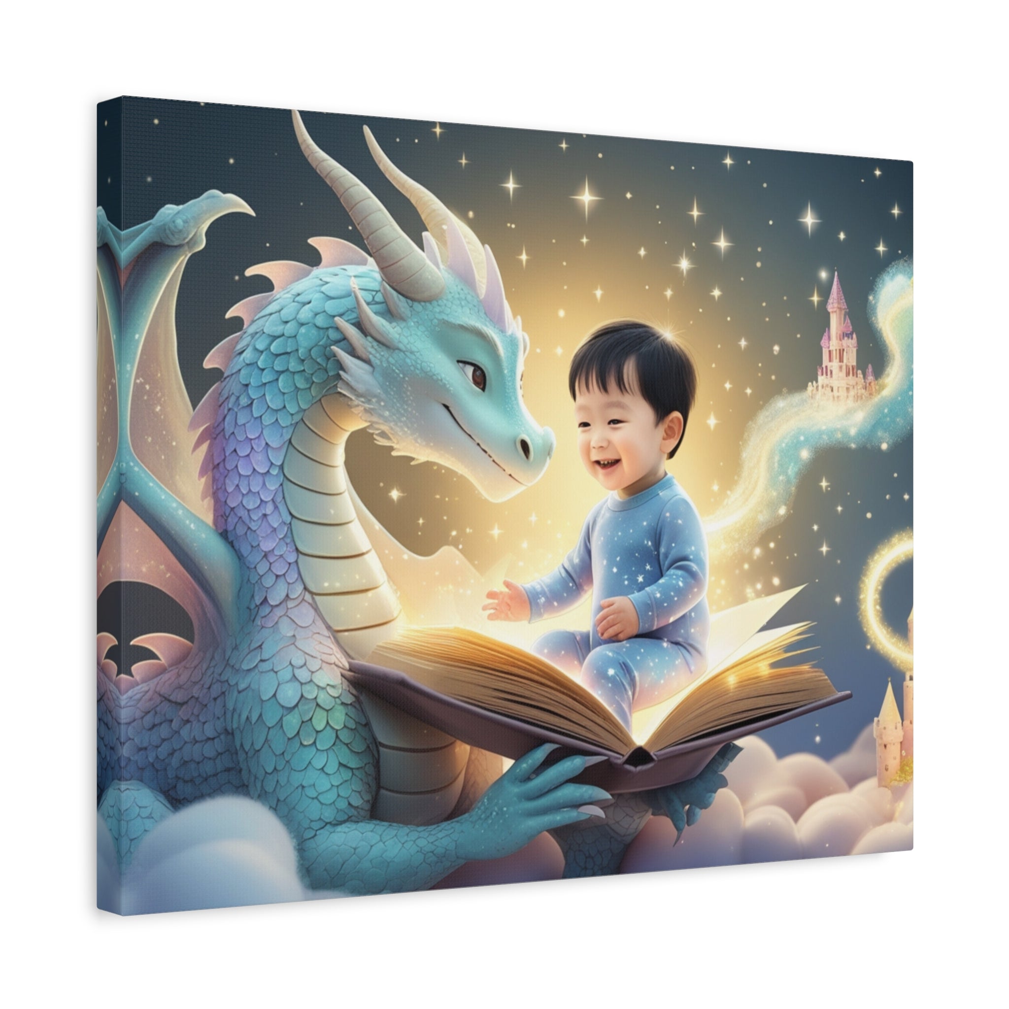 Personalized Fairy-Tale Child Likeness Portrait Canvas | Custom Nursery Wall Art, Stretched Matte Print