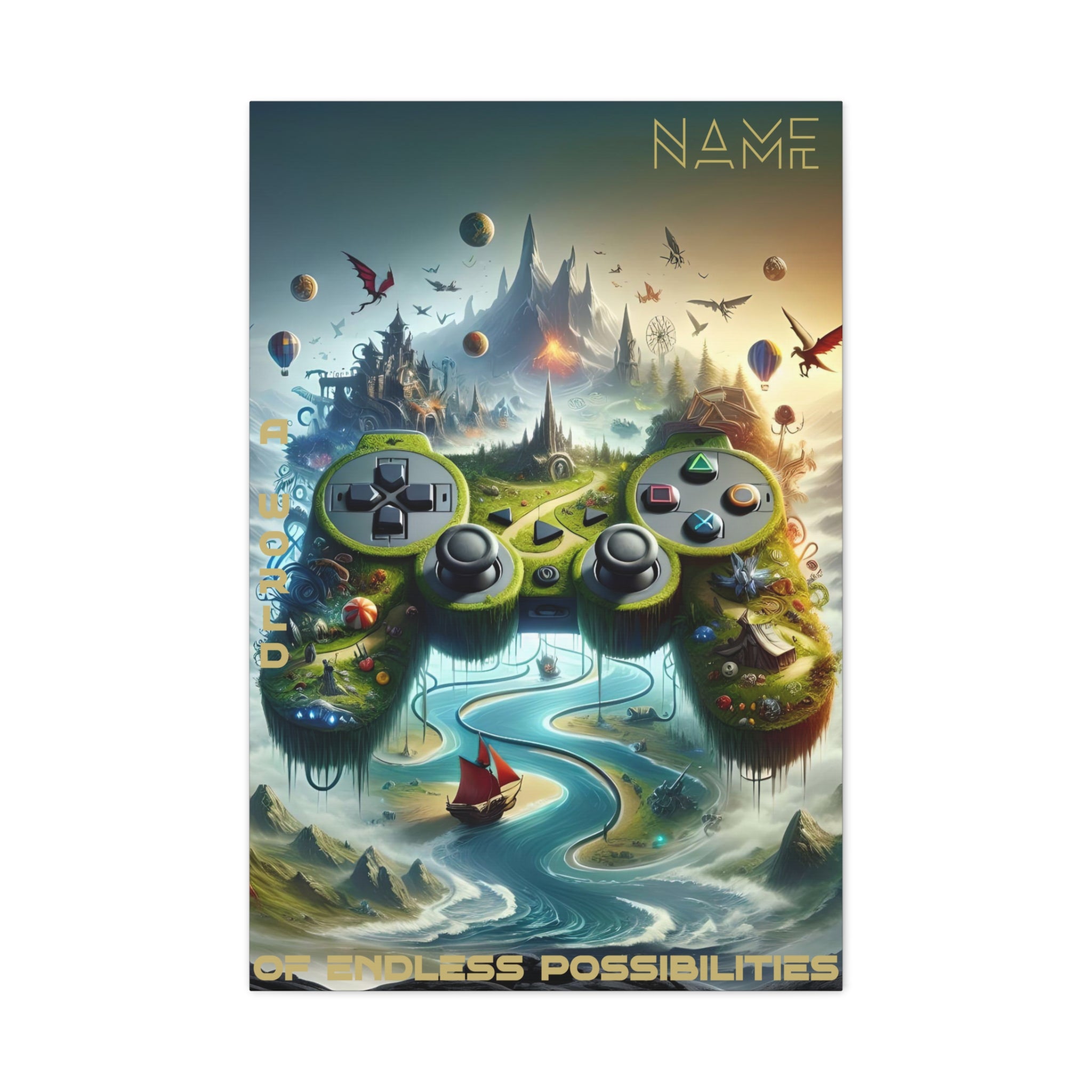 Custom Gaming Canvas Wall Art | Personalized Game Controller Print for Child or Game Room