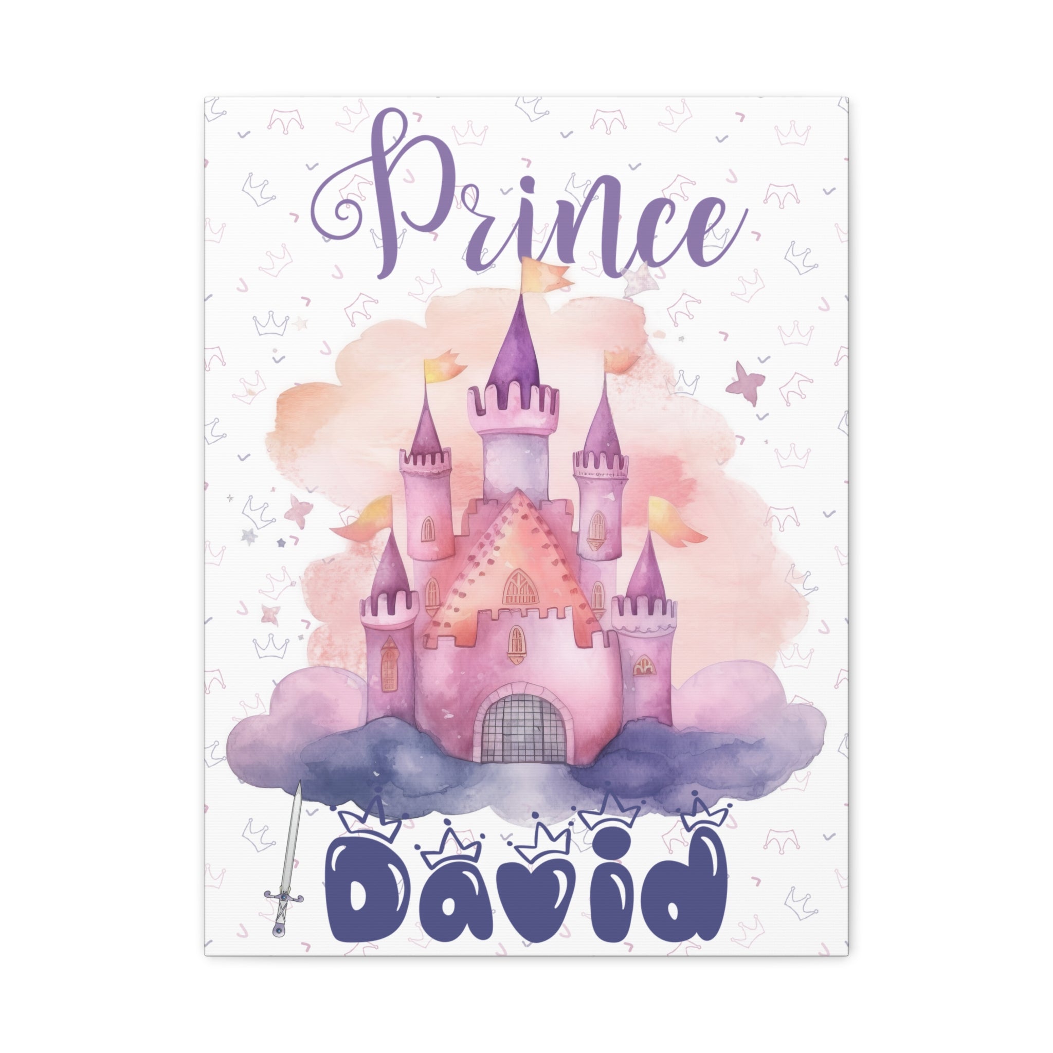 Personalized Prince or Princess Name Canvas | Custom Fairy-Tale Child’s Room Wall Art, Stretched Matte Print