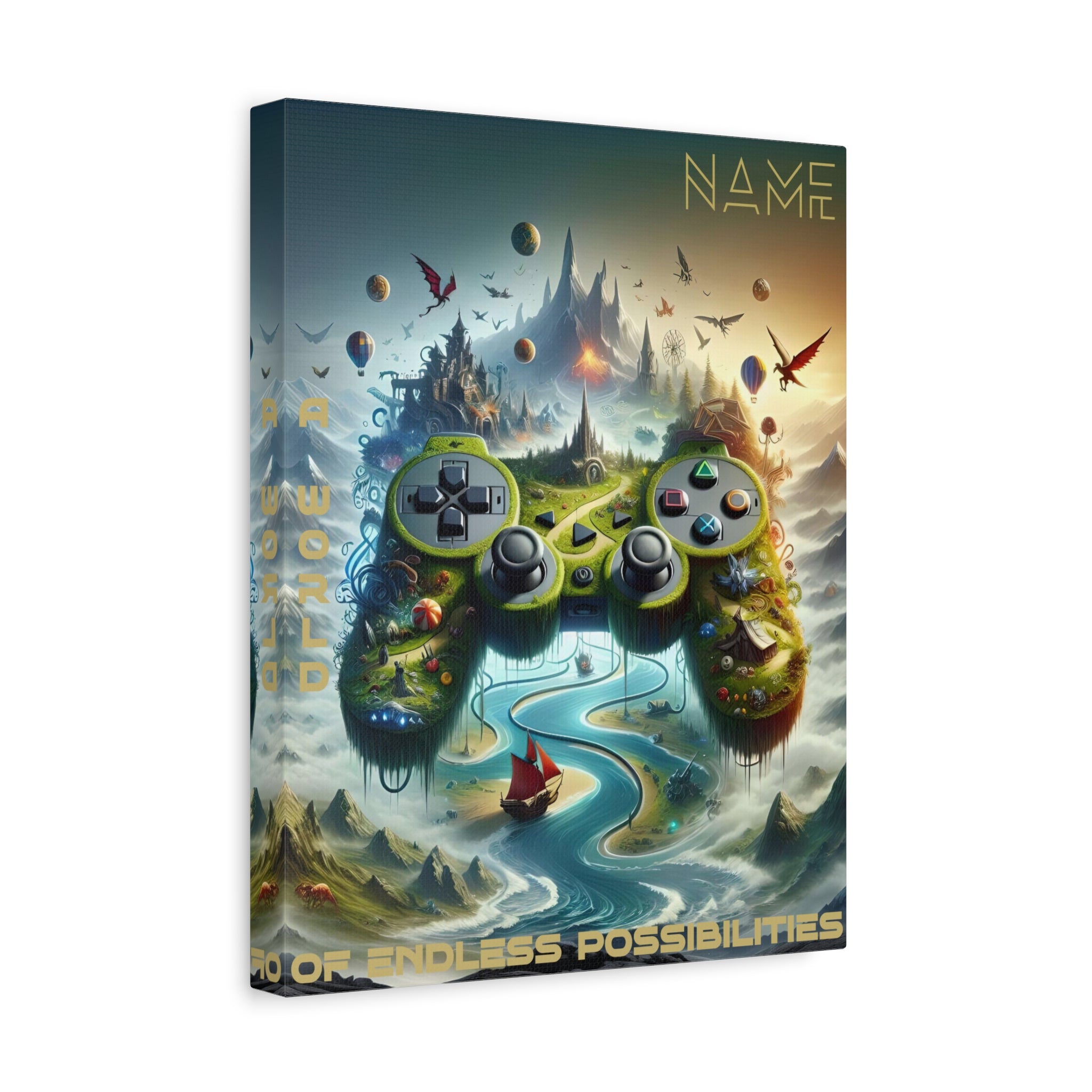 Custom Gaming Canvas Wall Art | Personalized Game Controller Print for Child or Game Room