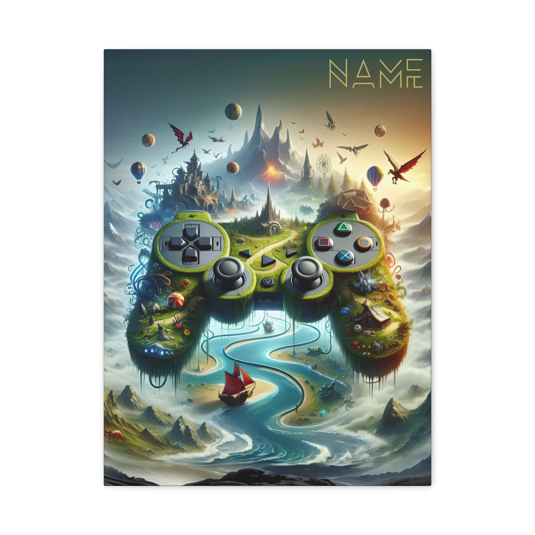 Custom Gaming Canvas Wall Art | Personalized Game Controller Print for Child or Game Room