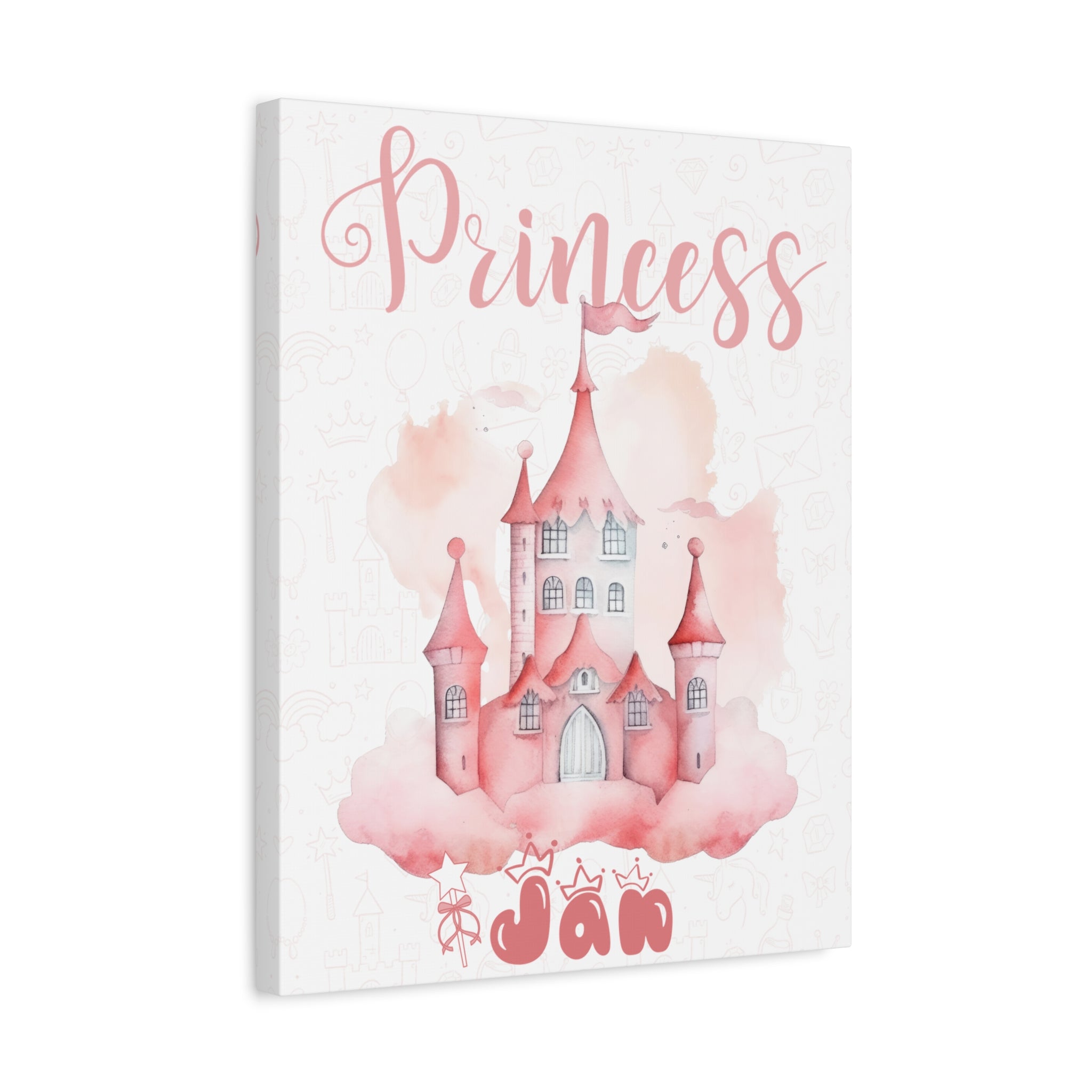 Personalized Prince or Princess Name Canvas | Custom Fairy-Tale Child’s Room Wall Art, Stretched Matte Print