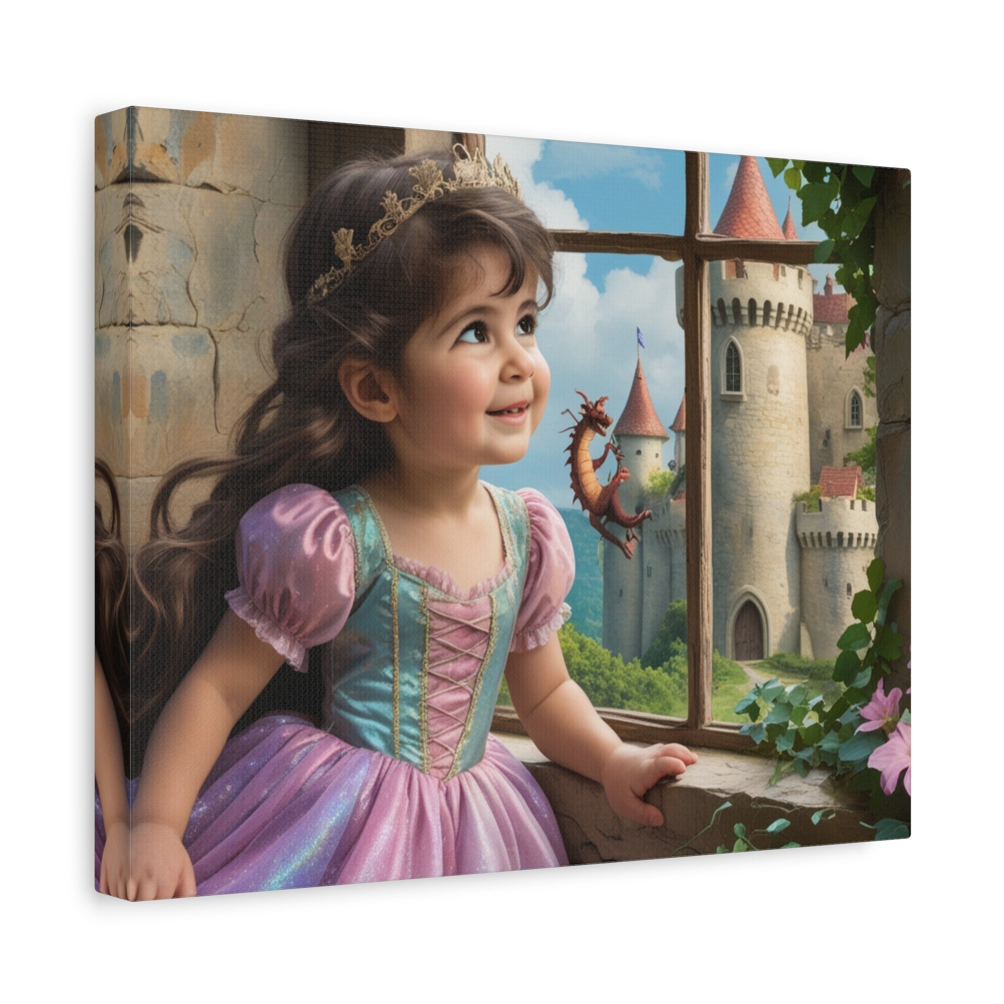 Personalized Fairy-Tale Child Likeness Portrait Canvas | Custom Nursery Wall Art, Stretched Matte Print