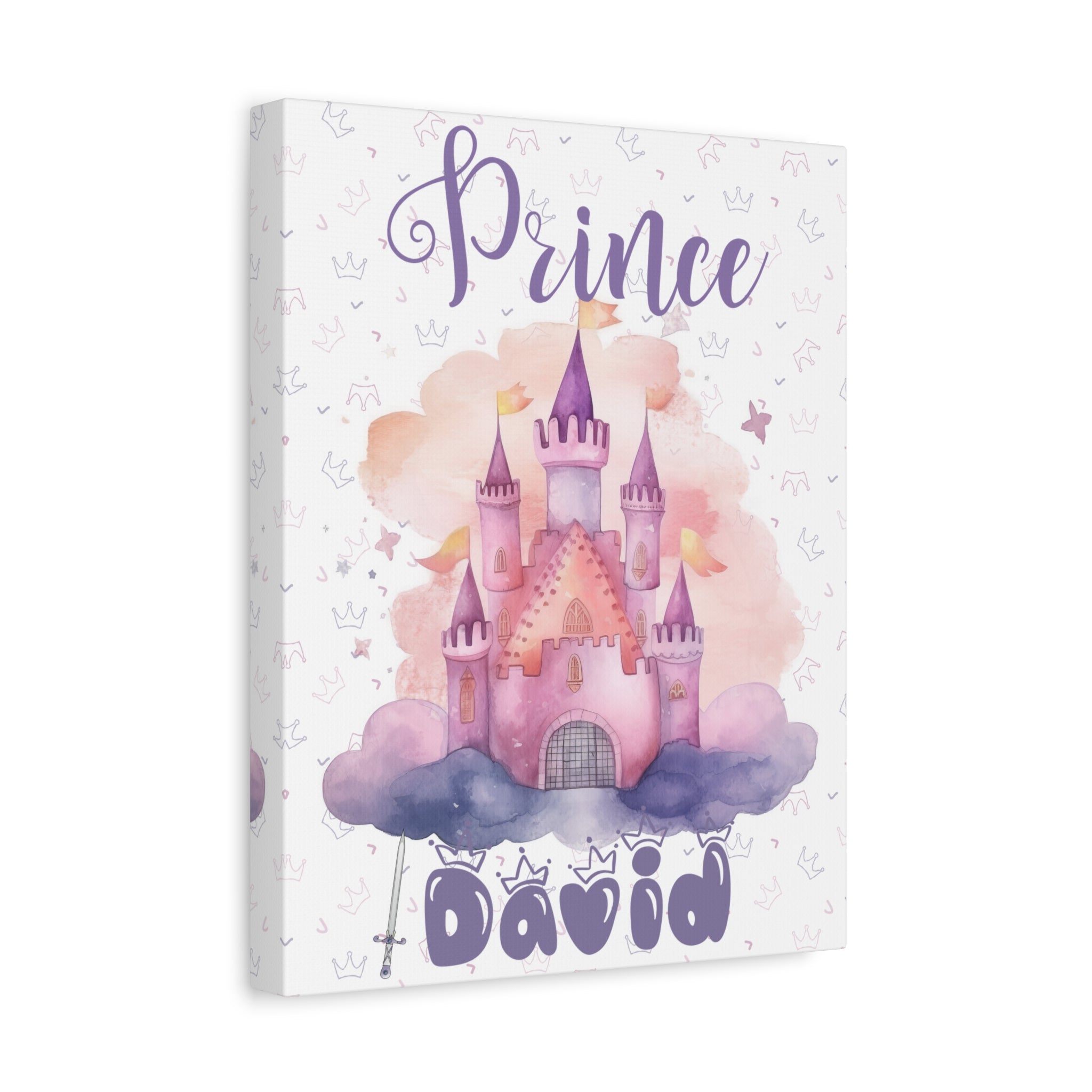 Personalized Prince or Princess Name Canvas | Custom Fairy-Tale Child’s Room Wall Art, Stretched Matte Print