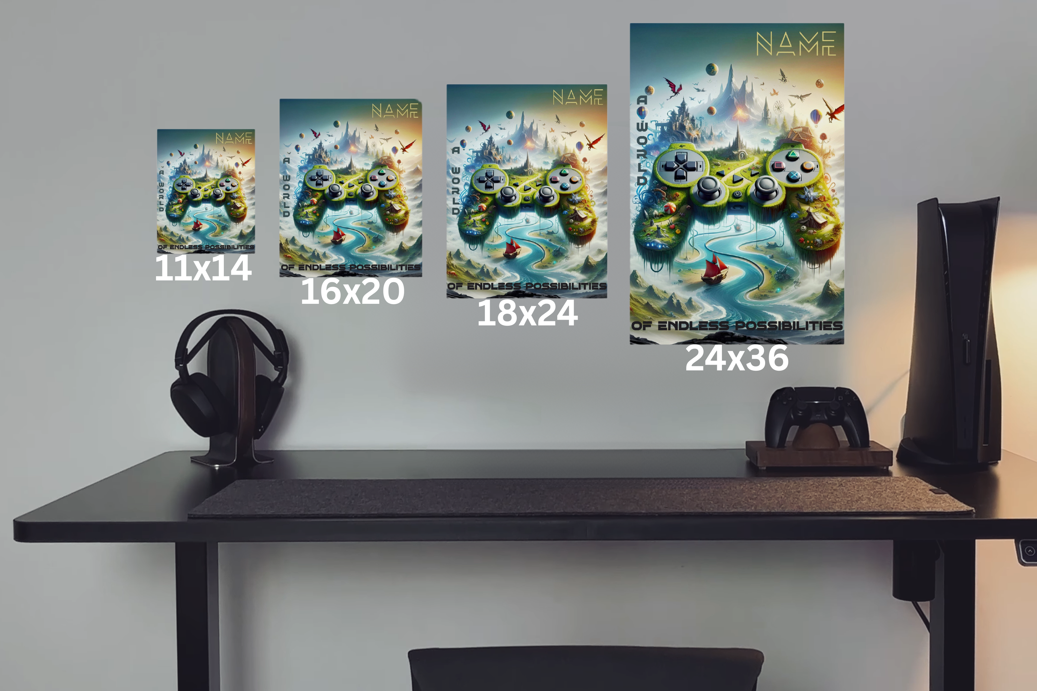Custom Gaming Canvas Wall Art | Personalized Game Controller Print for Child or Game Room